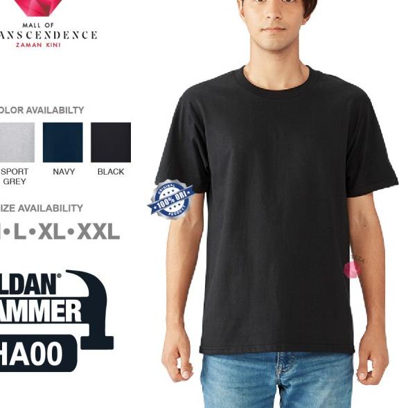 Kaos Polos Combed 20s - GILDAN HAMMER HA00 Heavyweight - S, NAVY