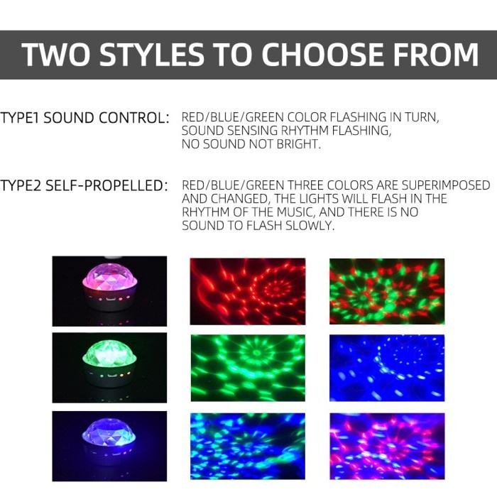 Lampu Disco Mini Bola Disko Sensor Music USB Ambient Mood Light Mobil SKU: WF-D33