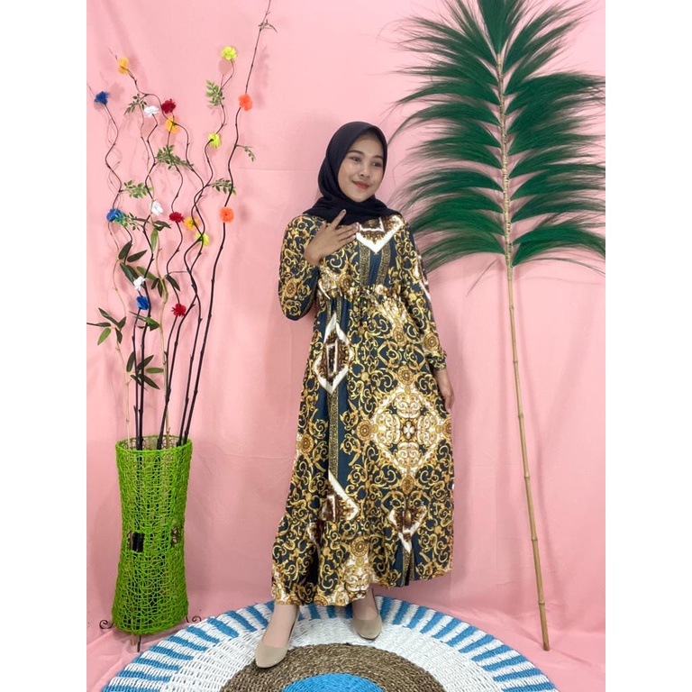 LANGSUNG KIRIM (BISA COD) Gamis Sultan / homedress rayon motif sultan jumbo LD110 busui/dress sultan