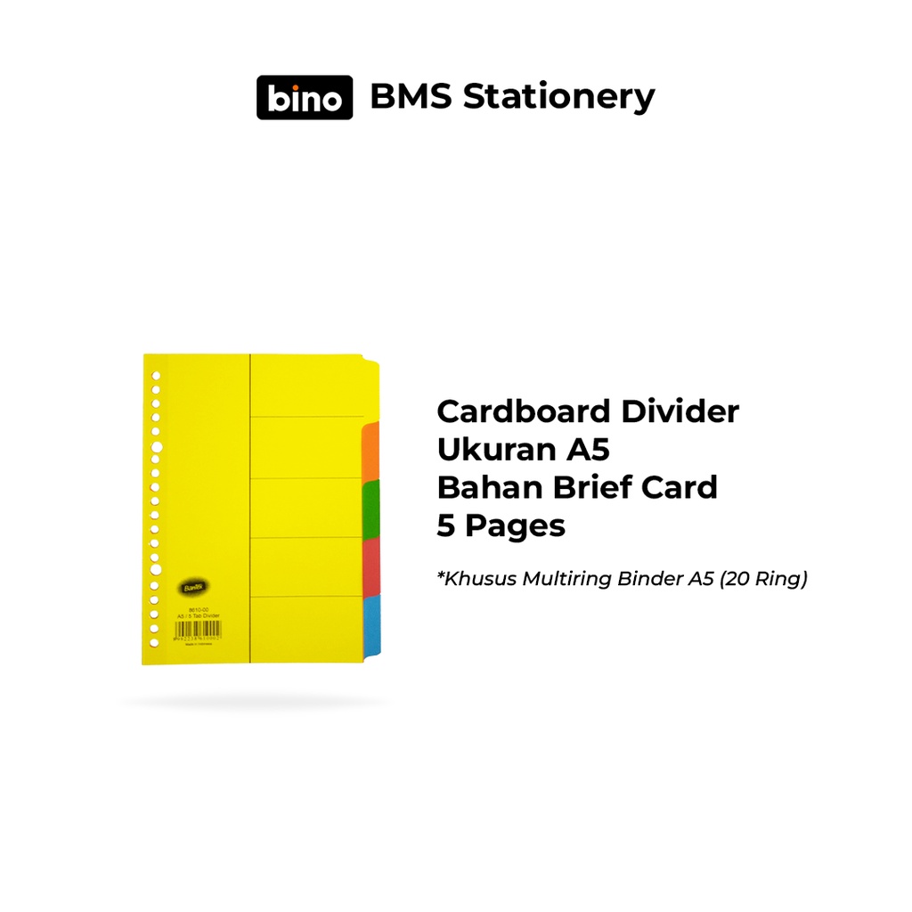 

[BMS Tangerang] Pembatas Binder Bantex Cardboard Divider Ukuran A5 (5 Pages) 20 Ring 8610 00