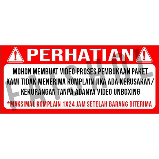 

Stiker Peringatan Warning Pemberitahuan Video Unboxing 7 x 3 cm Pembelian banyak lebih murah