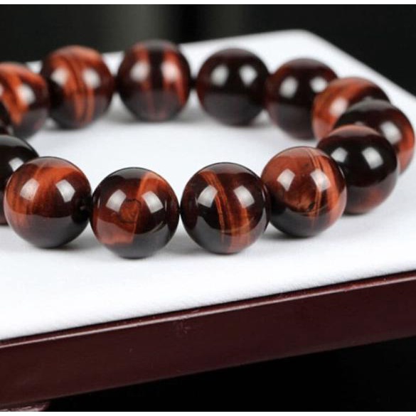 Gelang Batu Natural Tiger Eye Original Garans Asli - Merah