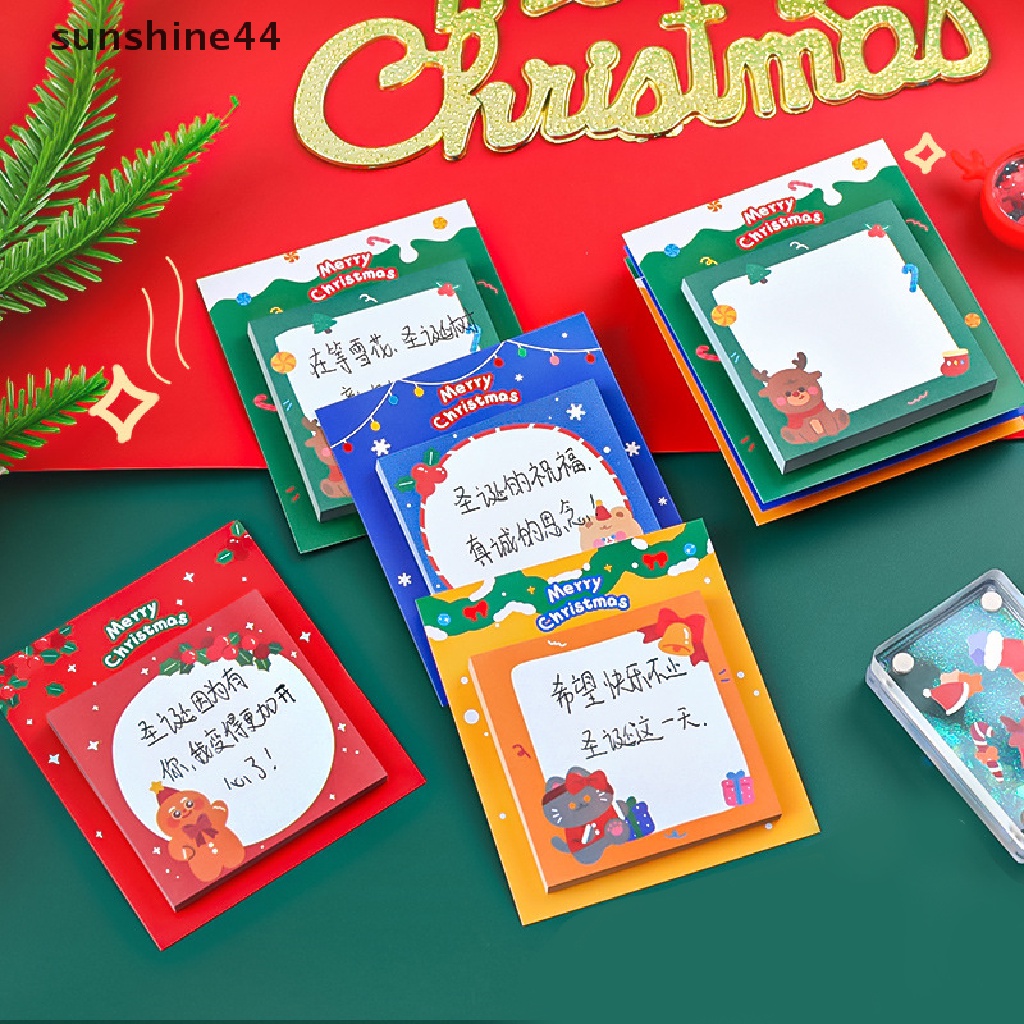 Sunshine Sticky Note / Memo Pad Motif Santa Claus Tema Natal Untuk Dekorasi Agenda / Sekolah / Kantor