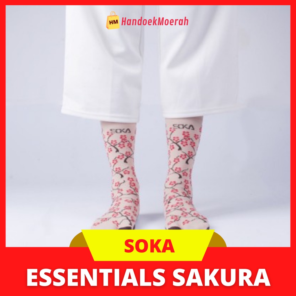 Kaos Kaki Wanita Murah / SOKA Sock Essentials Motif SAKURA / Kaos Kaki Jempol Muslimah Panjang