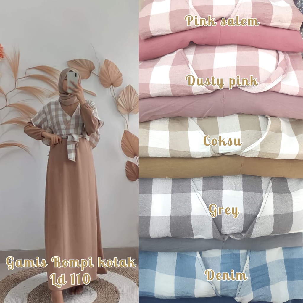 Gamis Remaja Crinkle Airflow Terbaru Dress Muslim Rompi Kotak Kotak Baju Muslim Murah LALA DRESS