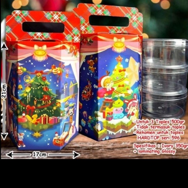 

Ready oke] Box Natal 3 Toples / Box Kue Natal Toples 500 gr -3pcs