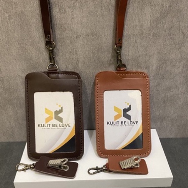 

Id Card Holder Kulit Asli KBL dengan Tali dan Jepit