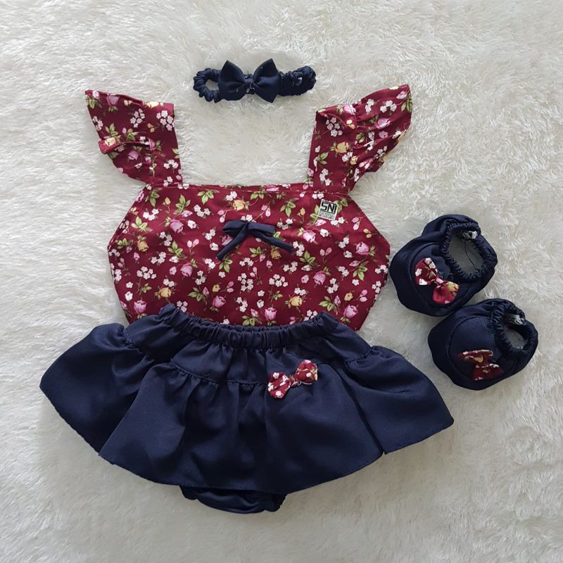 Baju Bayi Flower Bloomer set