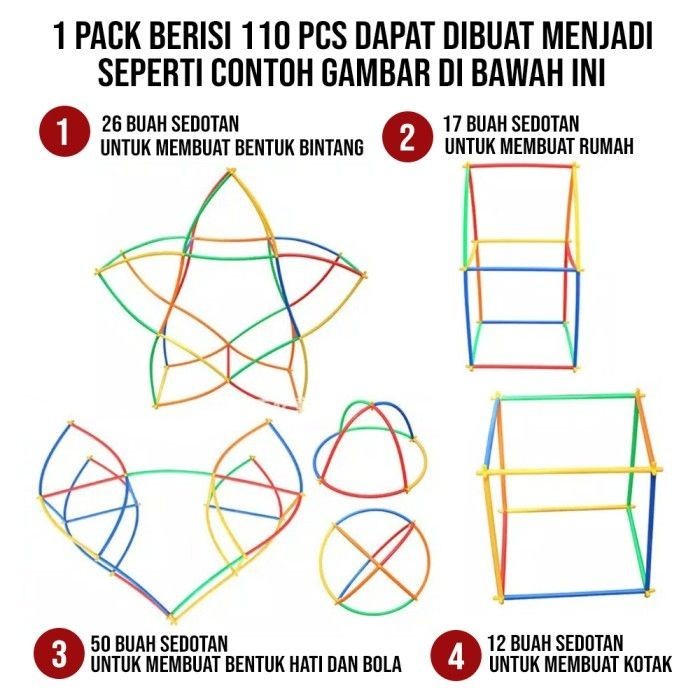 Magic Straw Mainan Anak Bongkar Pasang Bangunan Smart Builder