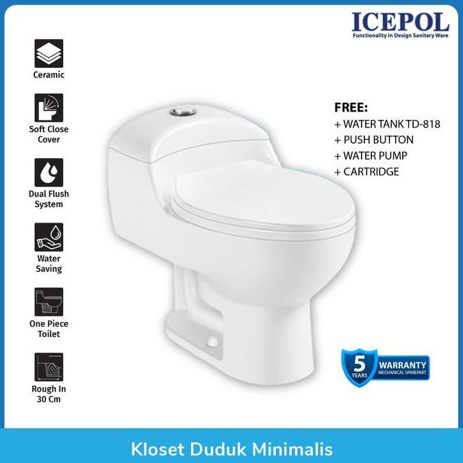 MURAH/ ICEPOL KLOSET DUDUK ONE PIECE MURAH ELEGANT KOMPLIT SET IC8025 SDF5465SD