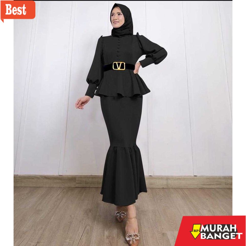 baju setelan wanita kekinian 2022 VERLITA SET ROK DUYUNG BAHAN SCUBA PREMIUM IMPORT FREE BELT LD 110