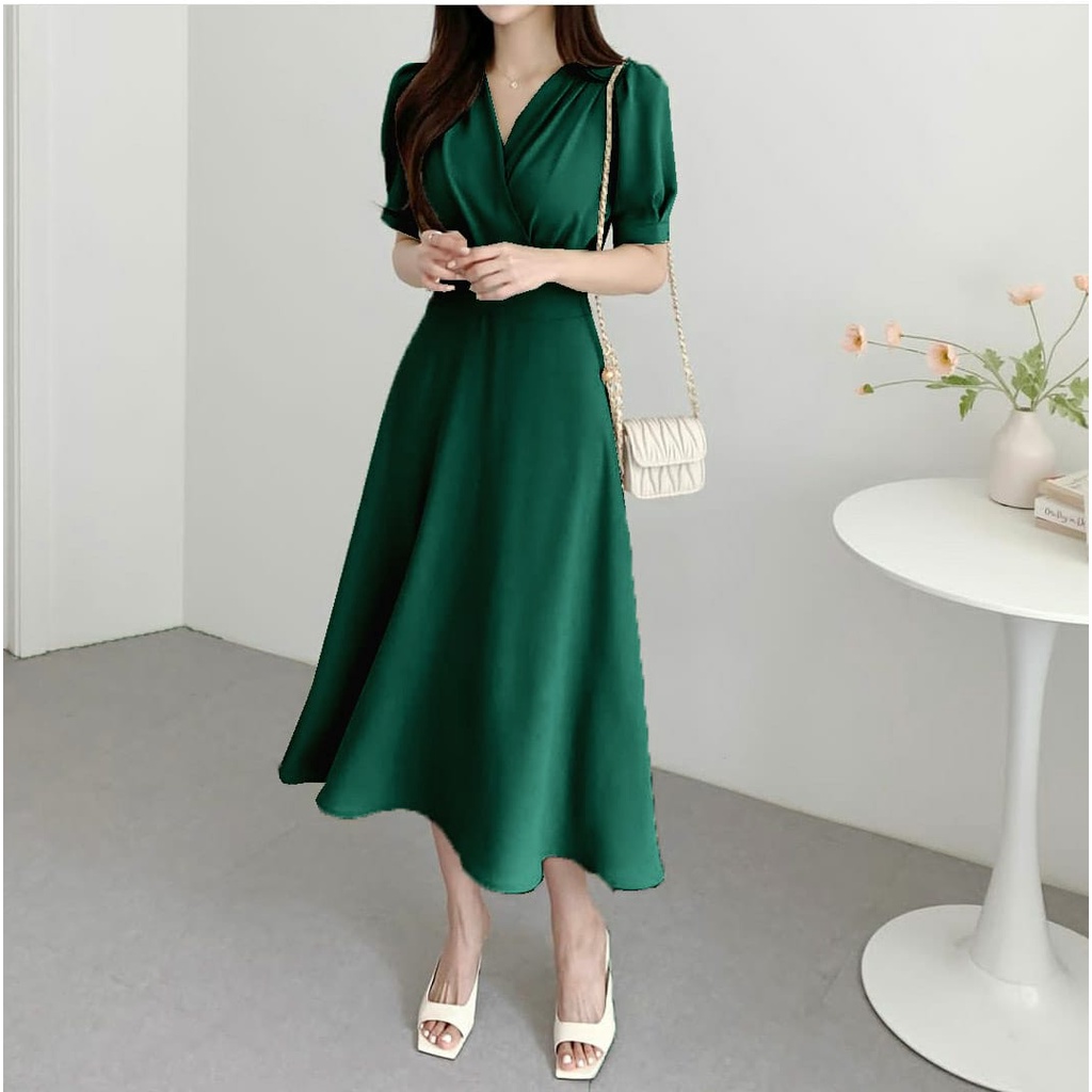 FWG - DRESS SHEREN / CASUAL DRESS / DRESS WANITA KOREA / LONGDRESS / PAKAIAN WANITA / DRESS KONDANGAN