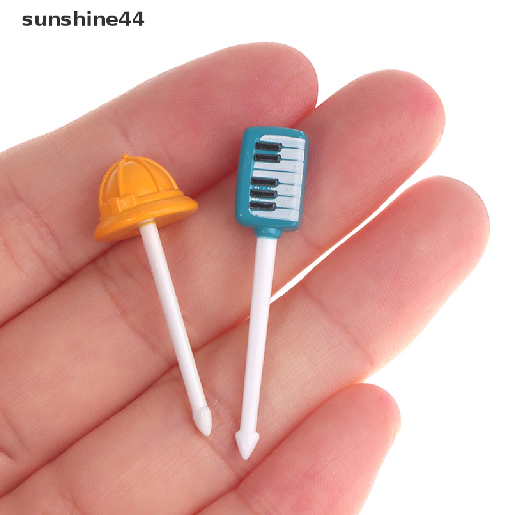 Sunshine 6PCS Garpu Buah Mini Bentuk Payung / Topi Sekolah