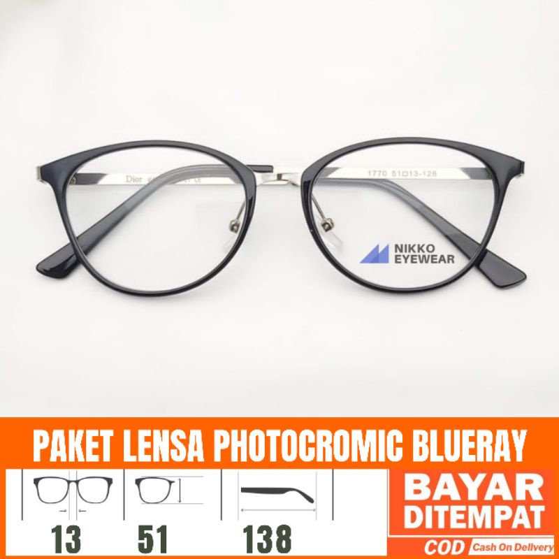 Frame Kacamata 1770, Gratis Lensa Photochromic, kacamata Antiradiasi,kacamata Baca, kacamata Korea