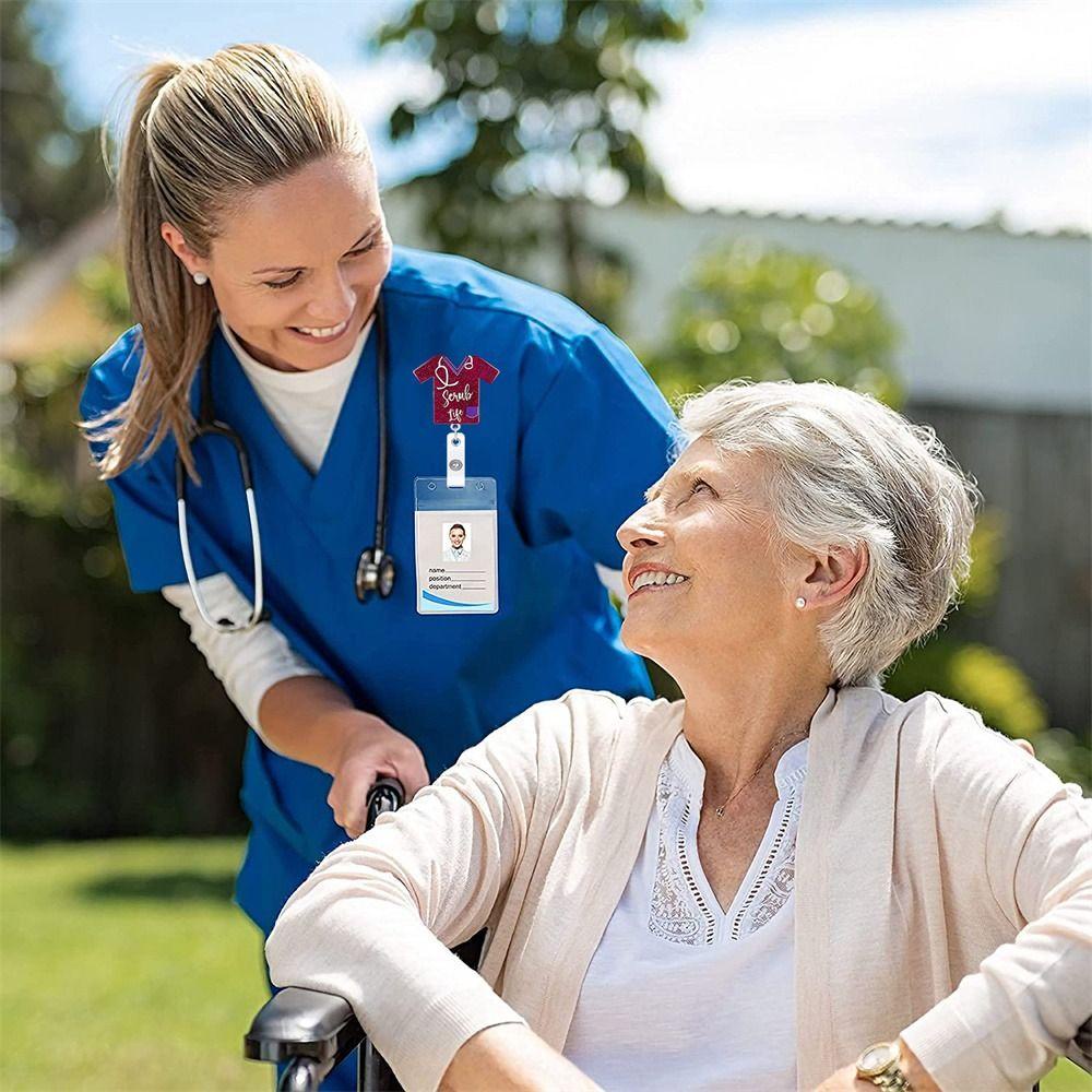 Lanfy Retractable Badge Reel Siswa Perlengkapan Rumah Sakit Khusus Alat Kantor Perawat Dokter Nama Card Holder Sertifikat Gesper