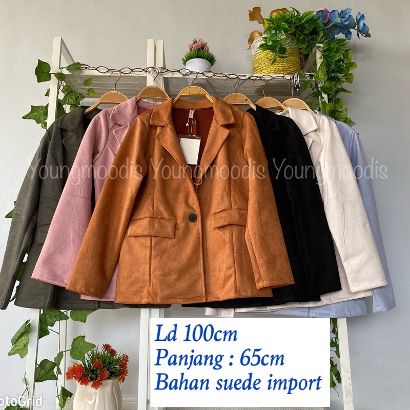 Youngmoodis premium blazer jaket wanita import halus lembut premium suede