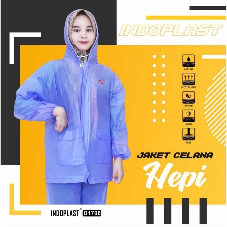 Jas Hujan stelan jaket celana Hepi Indoplast skotlek setelan kualitas bagus menarik