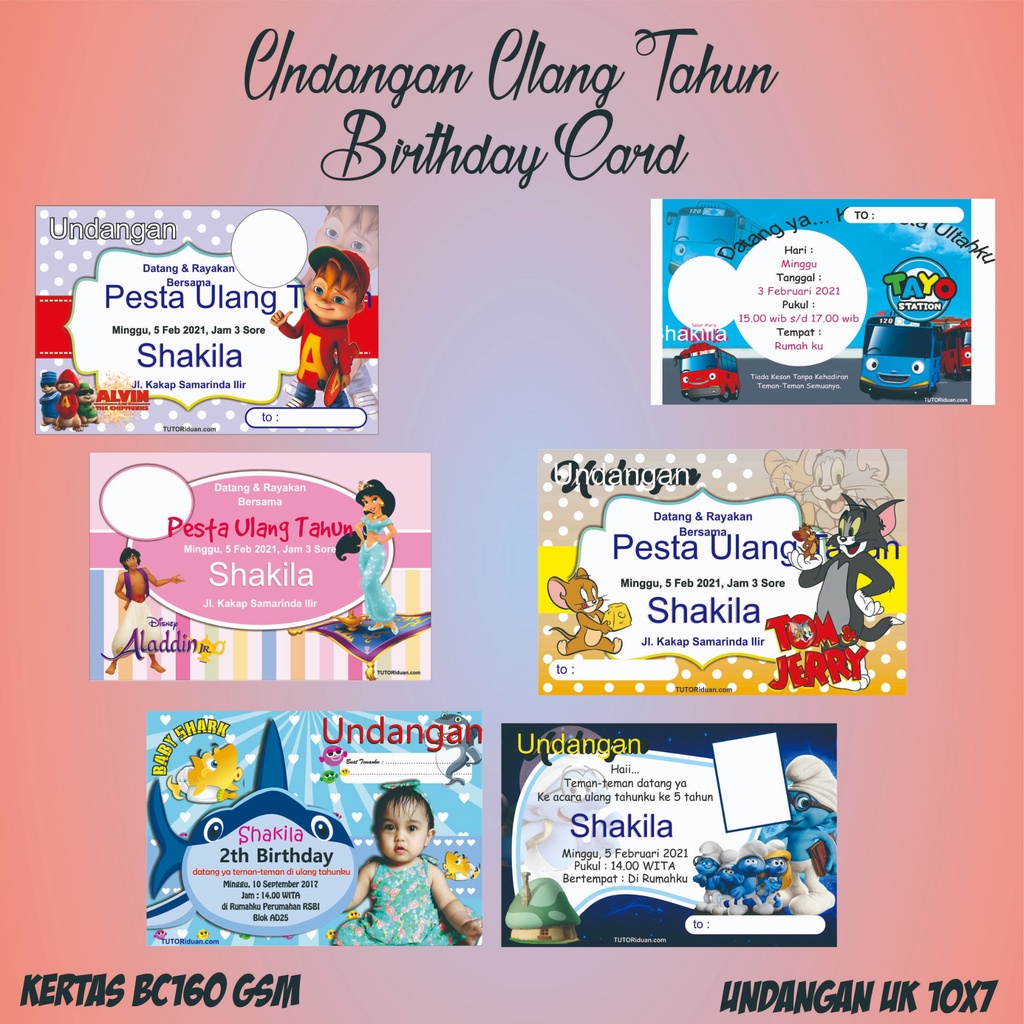 Cetak Undangan Ulang Tahun/birthday card/kartu undangan