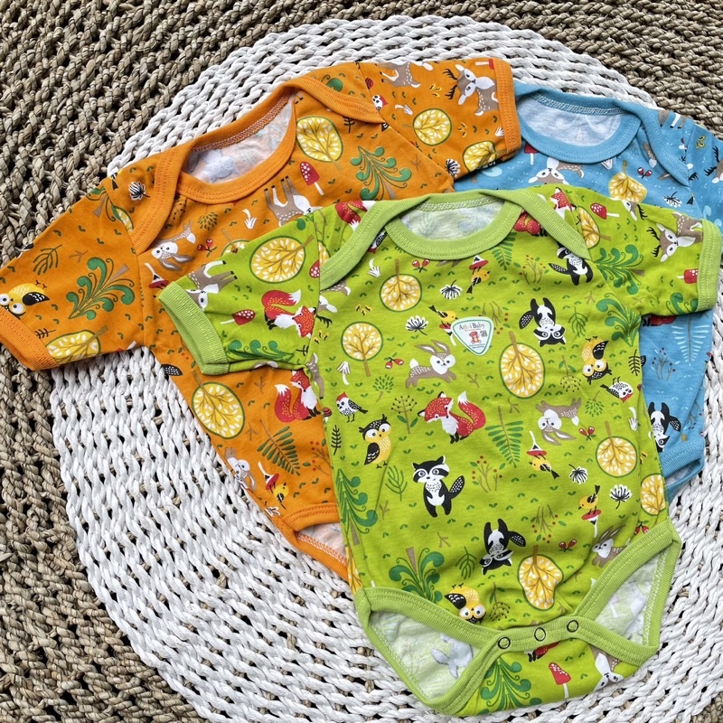 PROMO 7.7 3Pcs Jumper Bayi Bodysuit Motif Full Sablon Jumper Bayi Newborn SNI DNW BABY