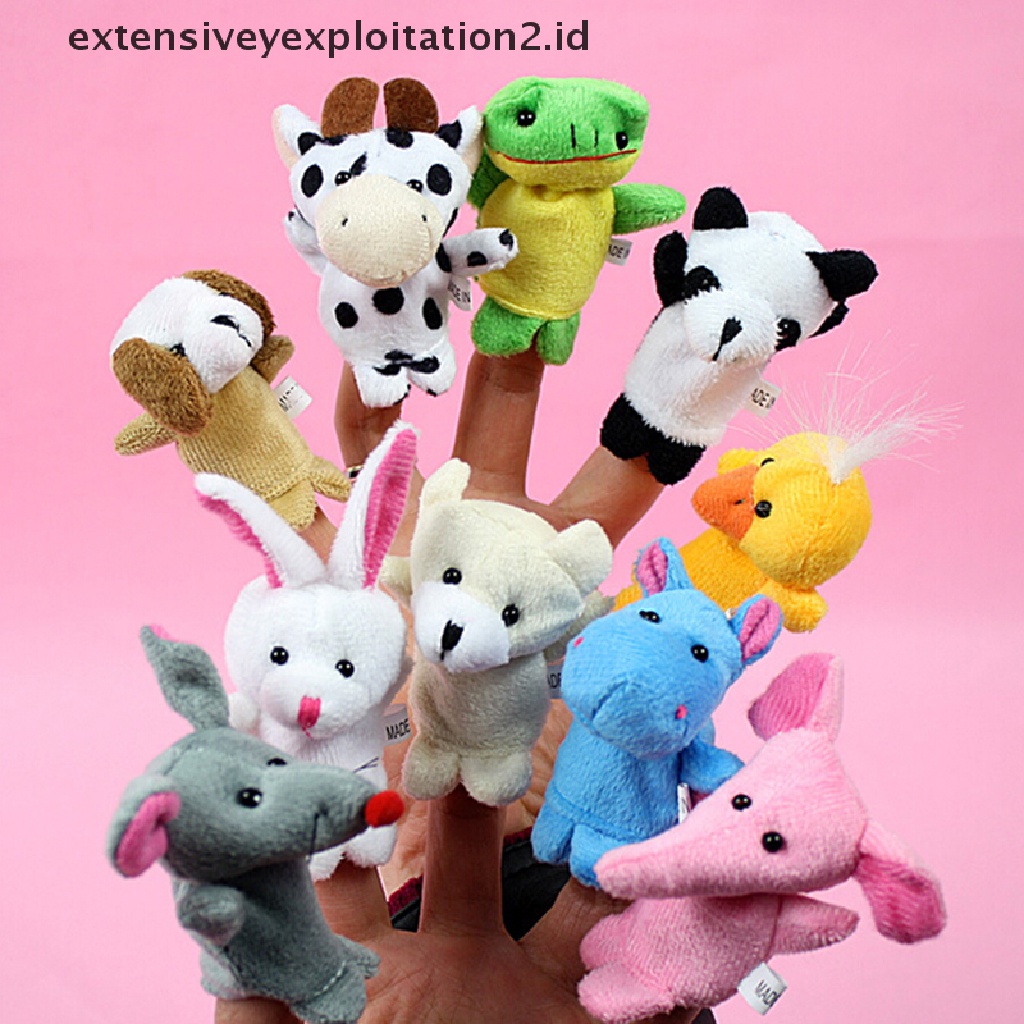 10 Pcs Mainan Boneka Jari Bentuk Kartun Hewan Bahan Plush Lembut Untuk Edukasi Bayi