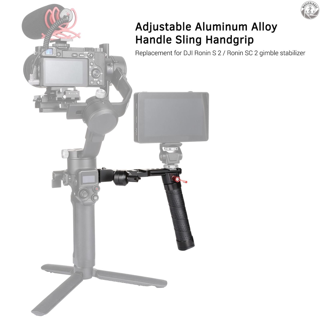 Andoer Handle Sling Aluminum Dengan Cold Shoe Universal 1 / 4 3 / 8 Interface Pengganti Untuk DJI Ronin S 2 / Ronin SC 2 Gimble