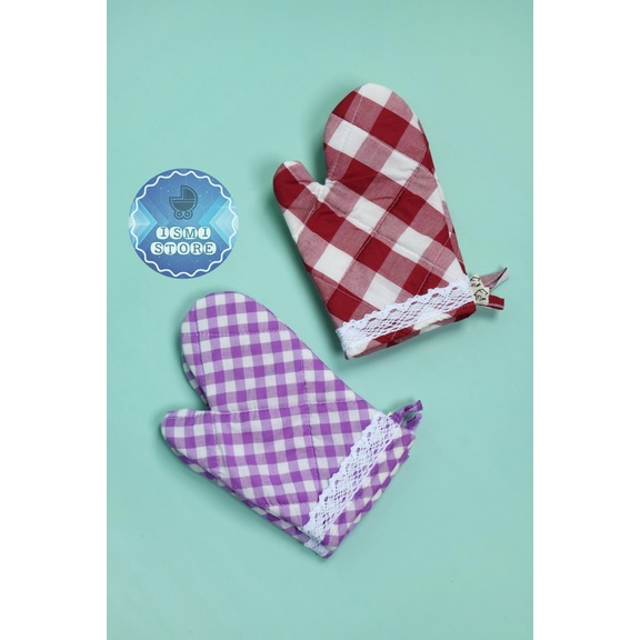 SARUNG TANGAN OVEN Microwave Anti Panas Harga Satuan Hand Glove (1 pc) Cempal Tangan Oven Motif Kotak Gingham by Ismi Store