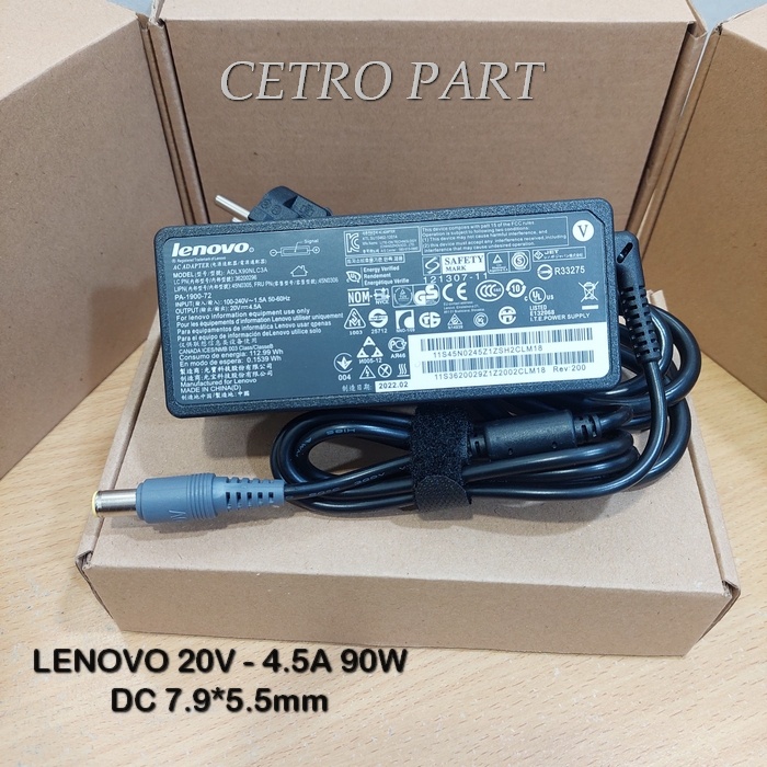 Adaptor Charger Laptop Lenovo 20v - 4.5a JARUM 90W DC 7.9*5.5mm - BERGARANSI