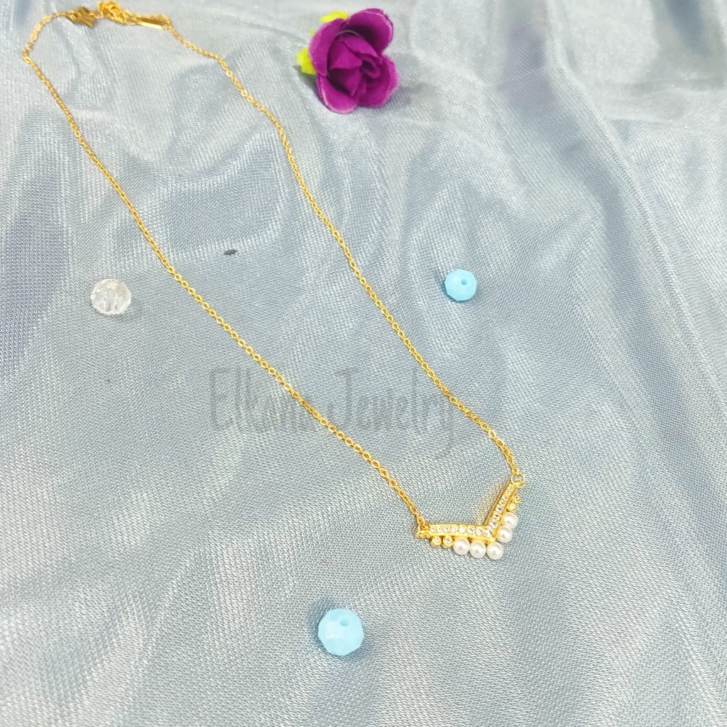 KALUNG TITANIUM AUREL MUTIARA Perhiasan super berkelas korea anti karat dan anti luntur