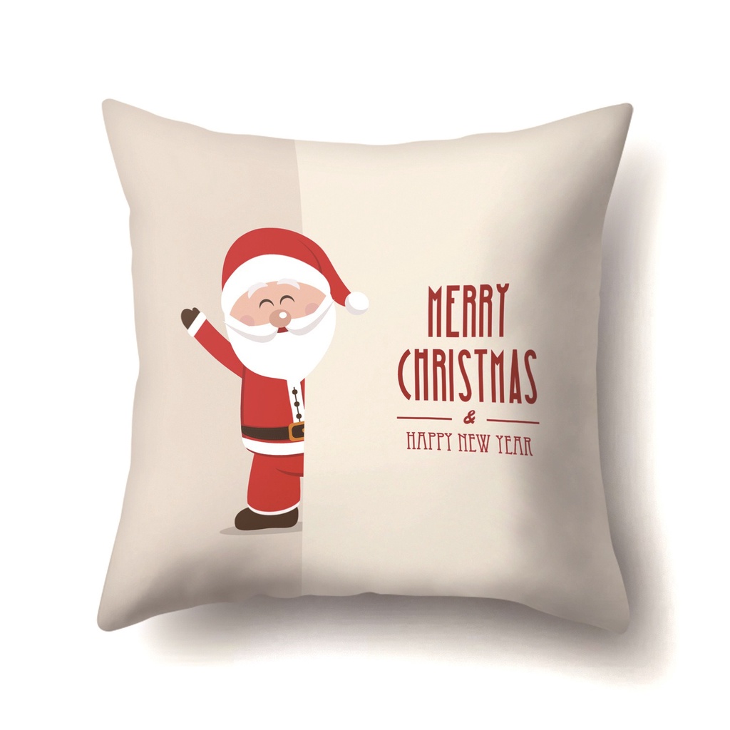 SARUNG TANPA BANTAL Kursi SOFA MOTIF NATAL Santa CHRISTMAS HOLIDAY 45 x 45cm Dekorasi Xmas Hiasan Pillow Case