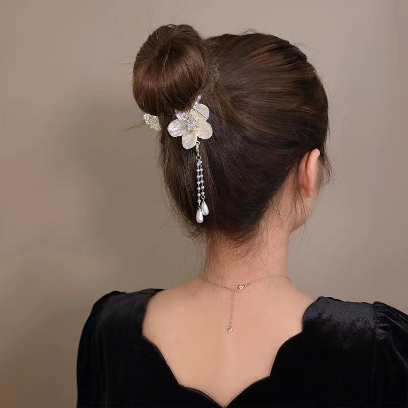 Mutiara Berkilau Berpohon Bunga Jepit Rambut Wanita Bola Kepala Memperbaiki Klip Korea Hiasan Rambut