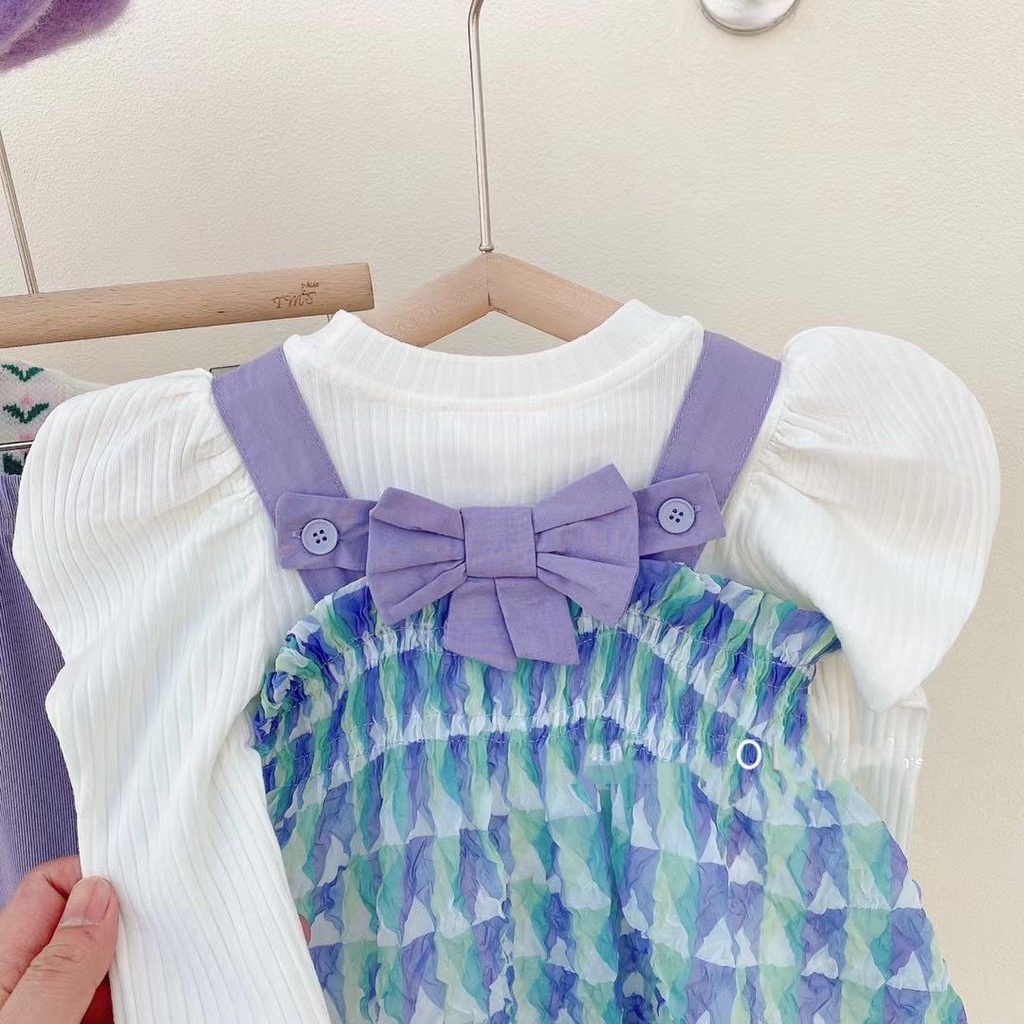 (LOLI-JKT) BS-353 STELAN ANAK 3N1 UNGU JUMPSUIT OVERAL SIZE 100-140