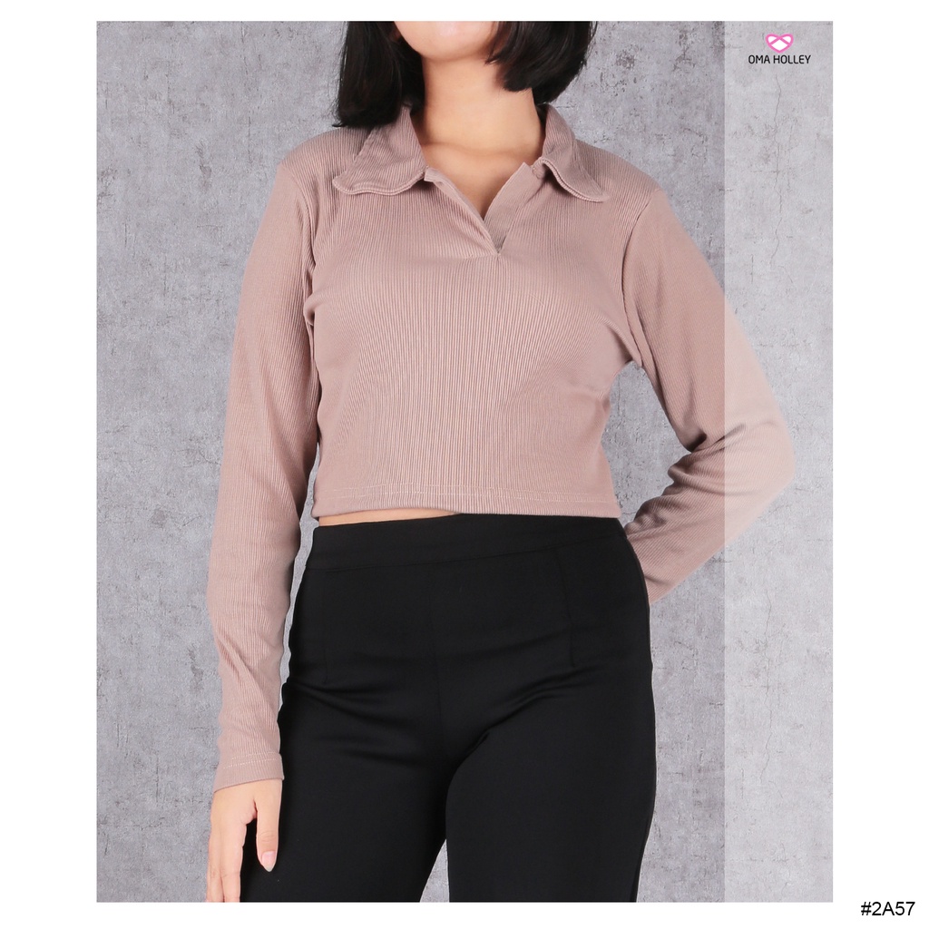 (COD) OH Fashion Blouse Mila Rib Crop top #2A57