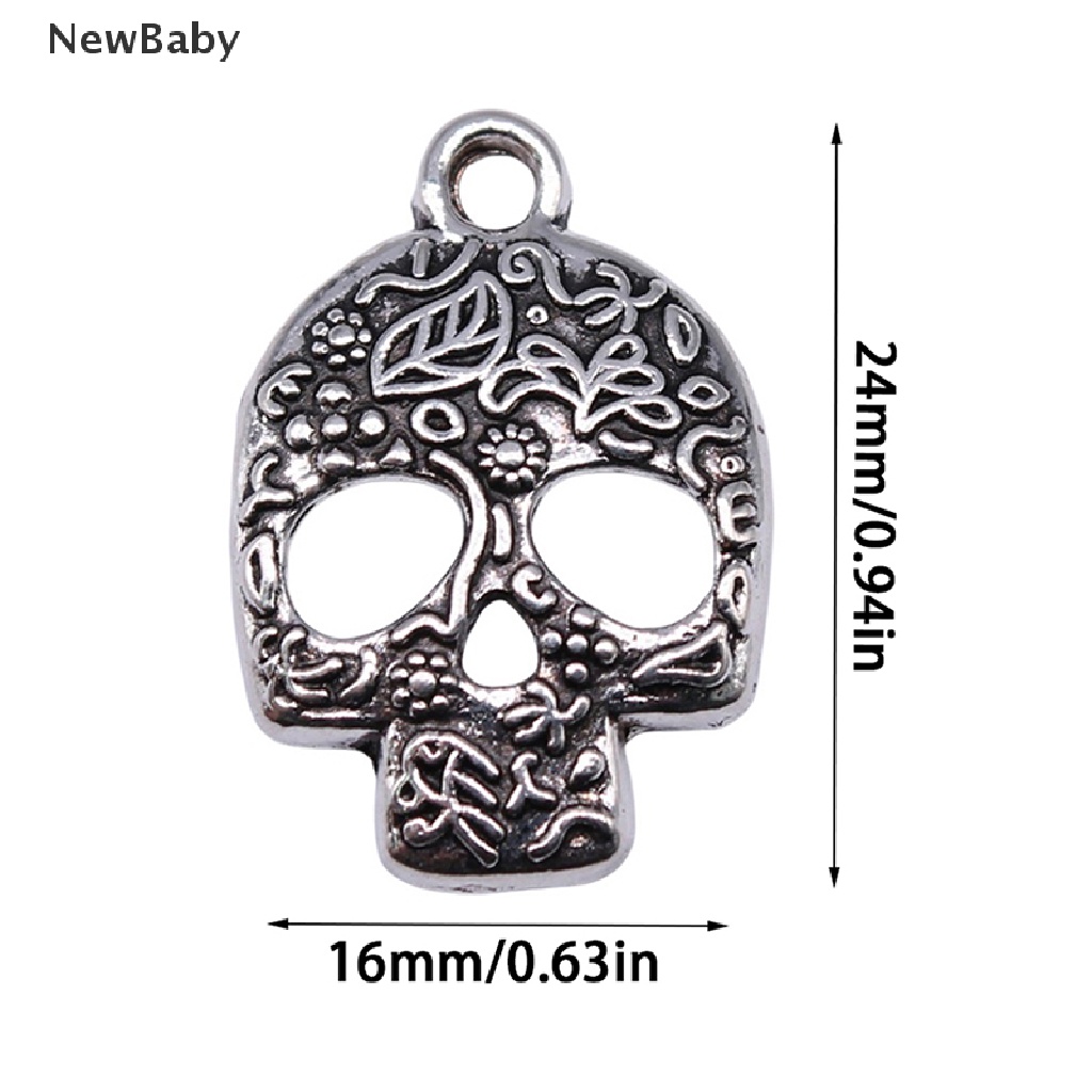 10pcs Liontin Bentuk Tengkorak Kelelawar Handmade Warna Silver Untuk Membuat Perhiasan Gelang