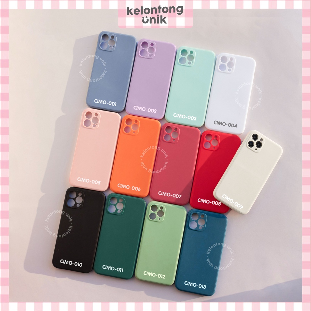 (Seri 7) iPhone - Square Edge Silicone Matte Macaron Soft Case + Lens Cover