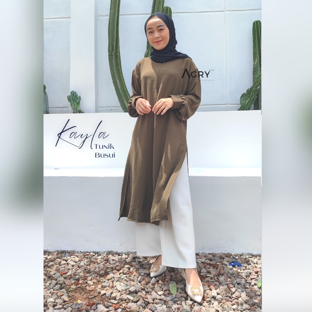 ᴀɢʀʏ Kayla Tunik | Long Tunik Crinkle Airflow