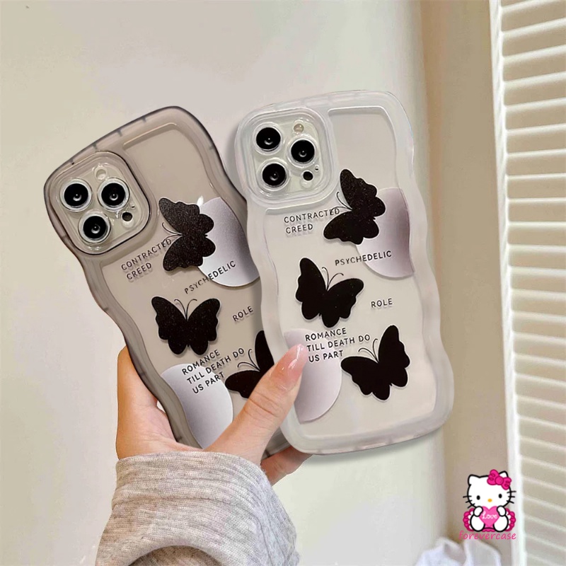 Soft Case Desain Kupu-Kupu Hitam Untuk Oppo A57 2022 A96 A76 A55 A74 A16 A95 A54 A77s A16K A1k A15 A5 A9 2020 A3s A72 A35 A12 A7 A16 A15 A53 A5s 6s 7s