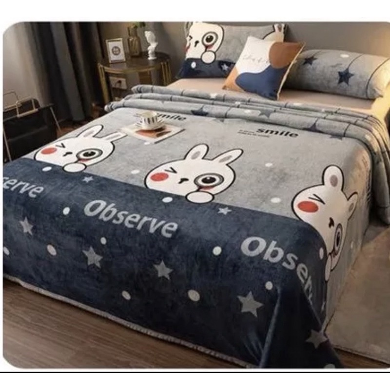 Selimut bulu lembut motif dewasa size 135x185 import