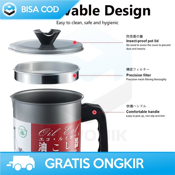 OIL POT SARINGAN MINYAK GORENG STAINLESS STEEL ANTI KARAT 1700ML G2103