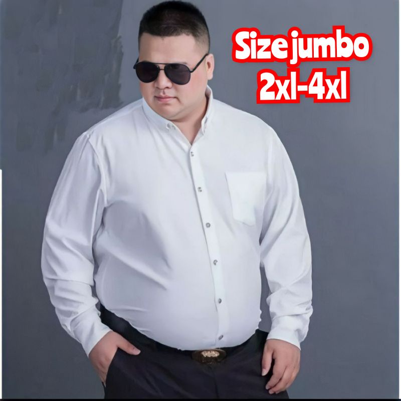 Kemeja Jumbo Polos Lengan Panjang Big size 2xl 3xl 4xl
