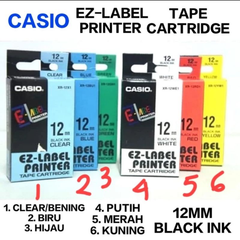 

CASIO EZ LABEL 12MM PITA TAPE CARTRIDGE BLACK INK ORIGINAL