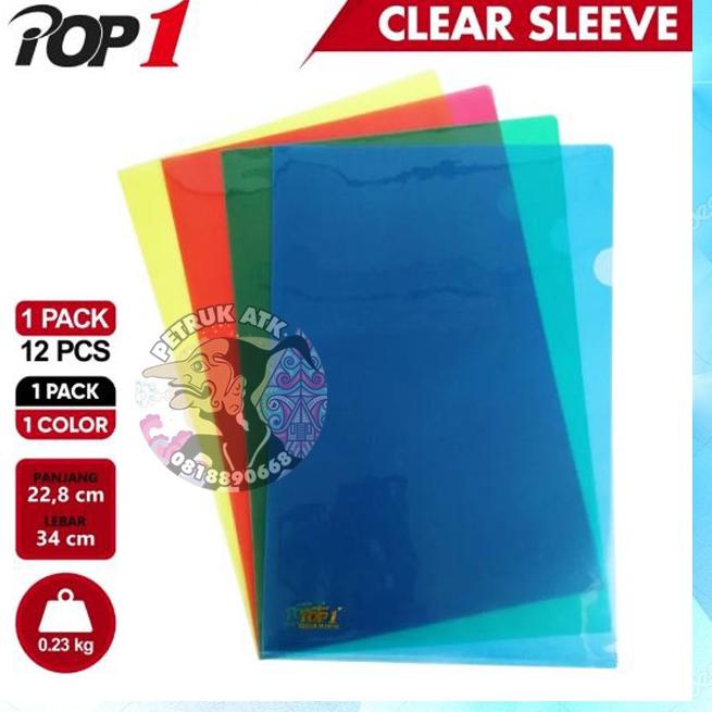 

⌆ [PAK] MAP L / CLEAR SLEEVES FOLIO F4 POLOS BENING TRANSPARANT POP1 (12 PCS) ㊞