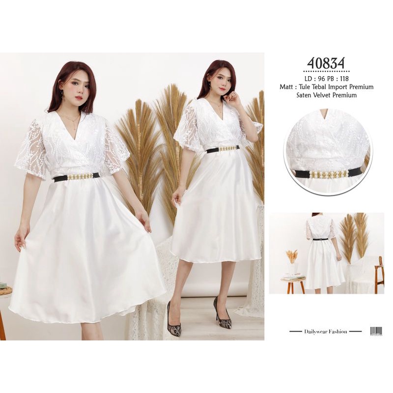 dress putih edisi Natal putih dress Natal putih