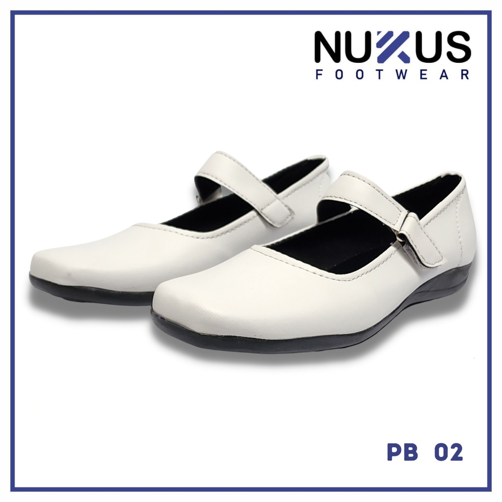 Sepatu Paskibra Flat Pantofel Wanita Putih - PB 02