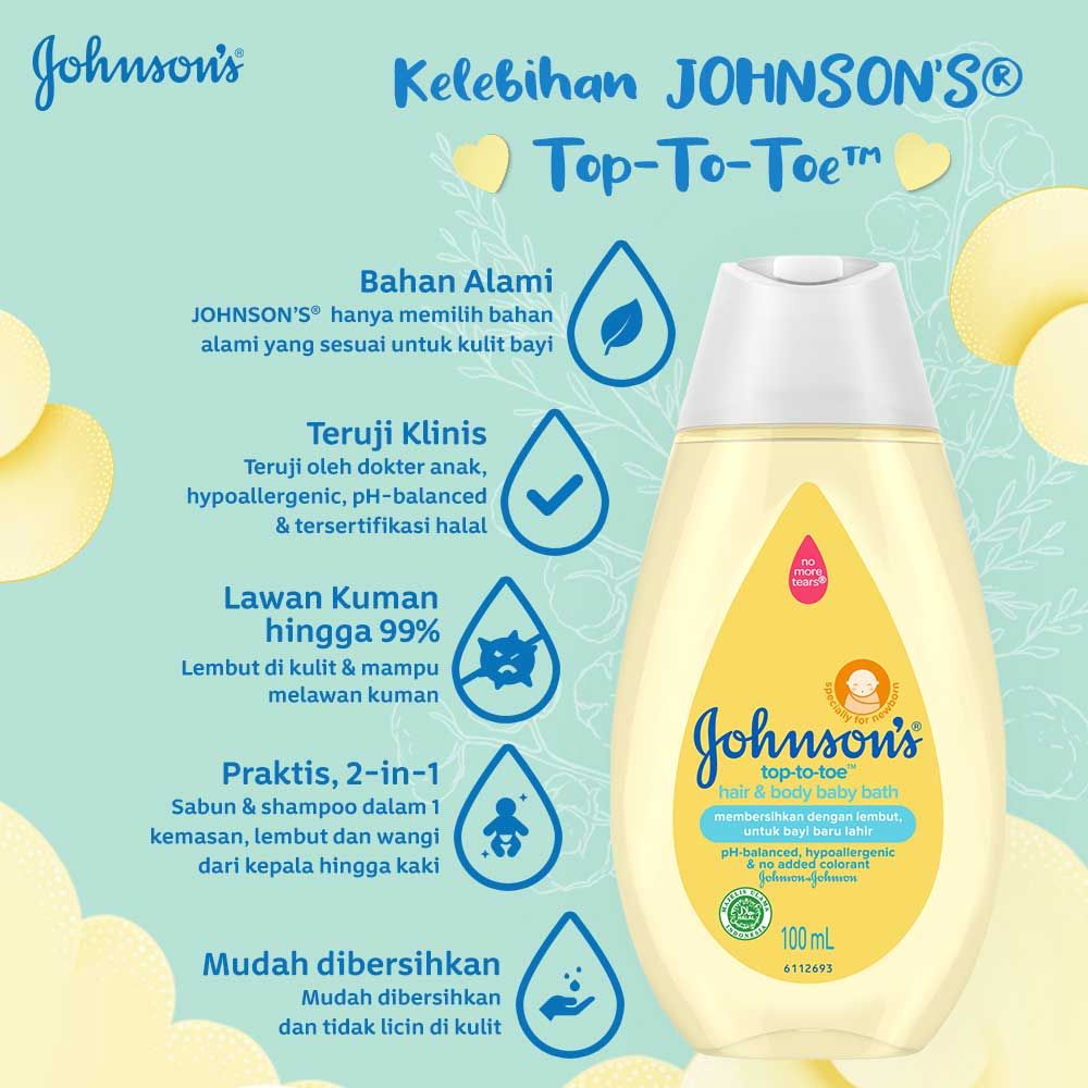 ✅MZ✅ JOHNSON'S Baby Top To Toe Hair &amp; Body Bath 100ml 200ml / Sabun dan Shampoo Top To Toe Jhonson's Baby 100ml dan 200ml