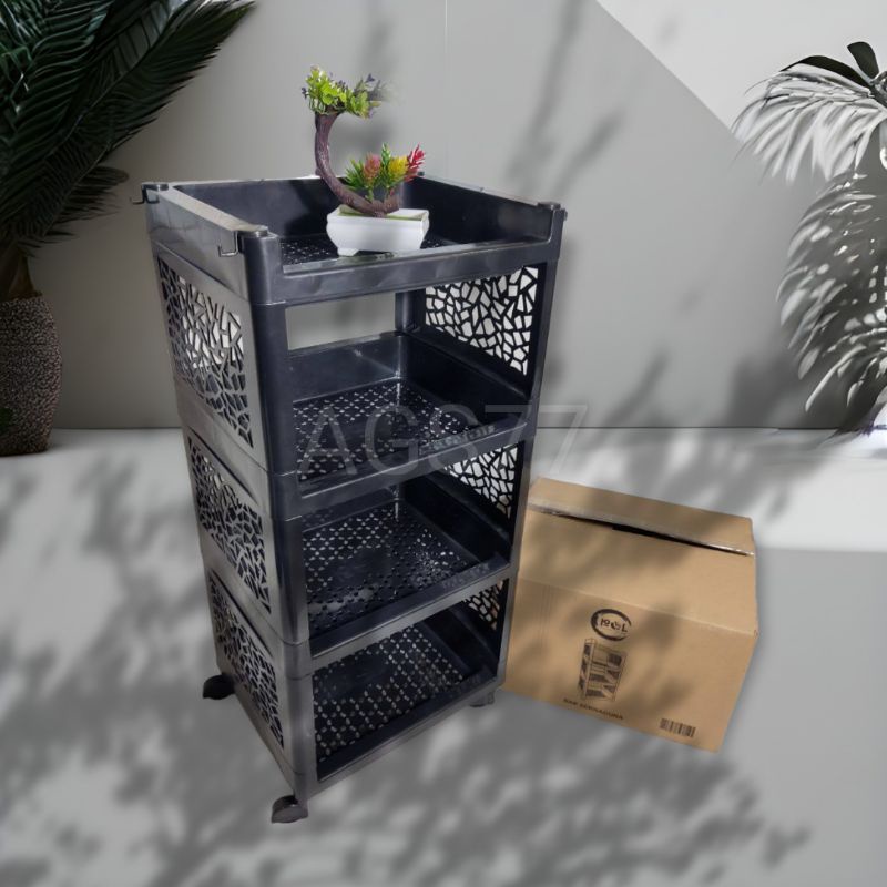 𝐀𝐆𝐒𝟕𝟕 RAK YOYO RODA 4 SUSUN / RAK PLASTIK RODA SERBAGUNA 4 SUSUN