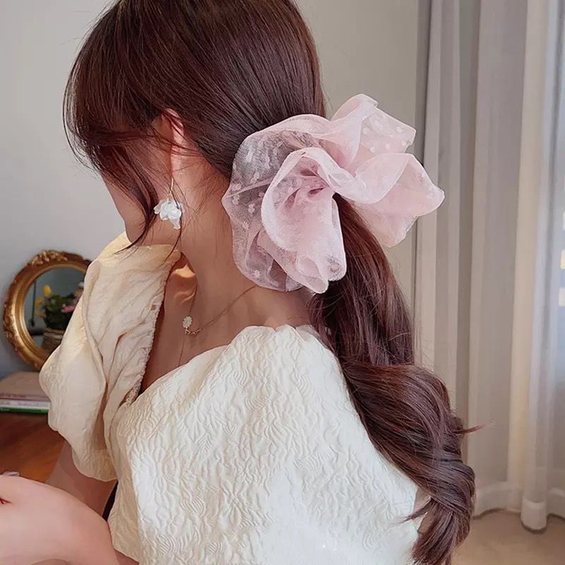 Aksesoris Rambut Scrunchie Renda Besar