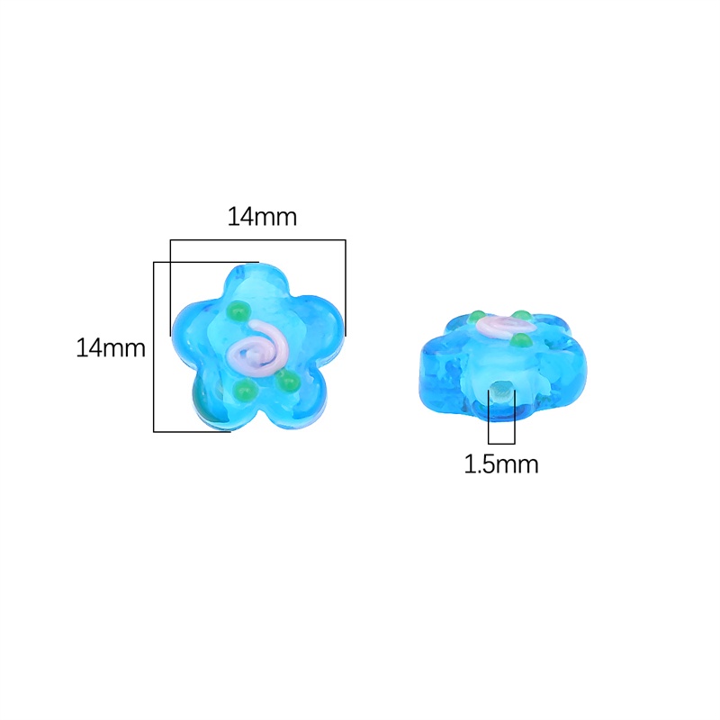 2pcs 14mm Handmade Lampwork Manik-Manik Kaca Bentuk Bunga Beads Charm Untuk Kalung Gelang Anting DIY Membuat Perhiasan Aksesoris