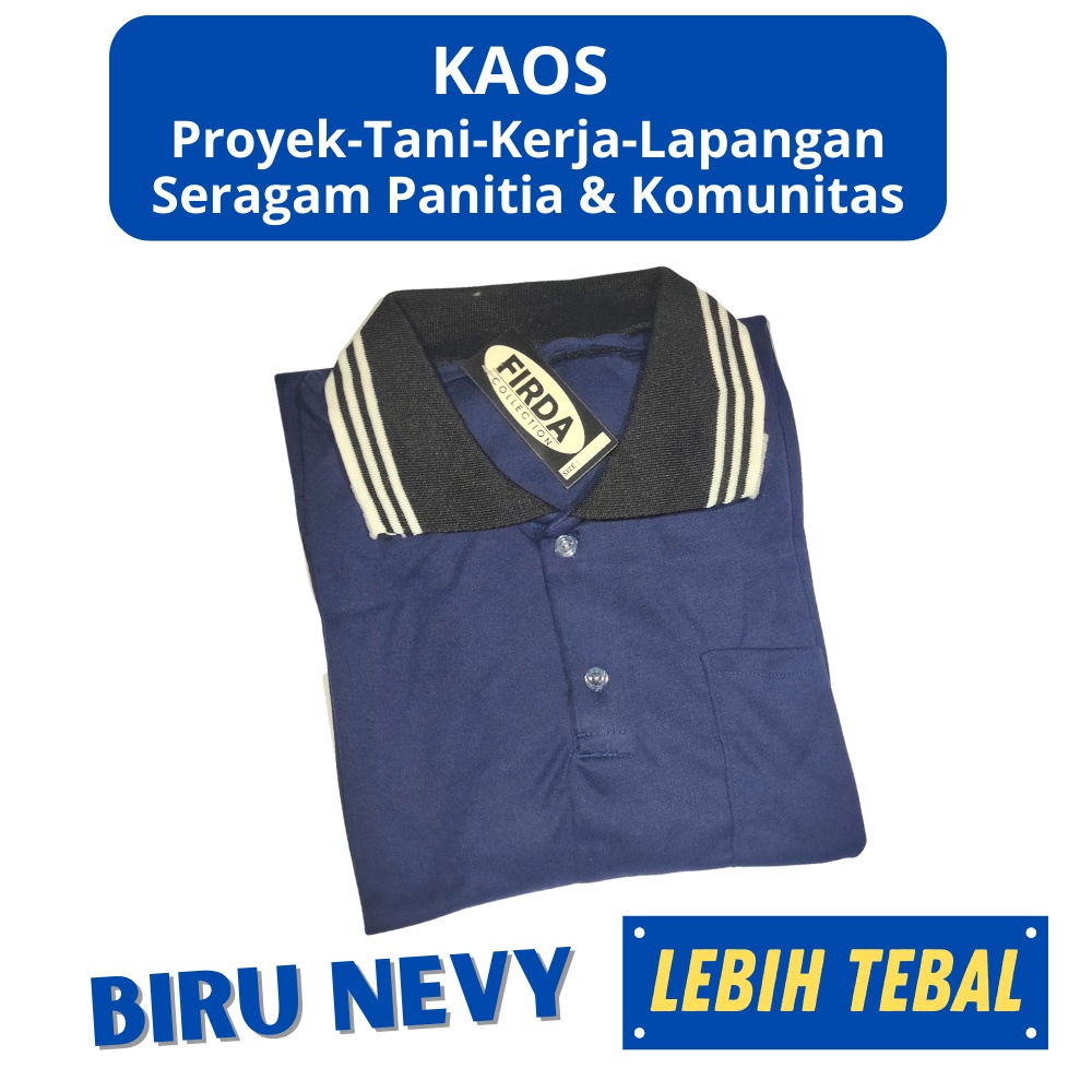 Kaos Pria Kerah Lengan Panjang Polo Polos Kerja Kuli Bangunan Lapangan Tani Proyek Basahan Seragam Murah ADem