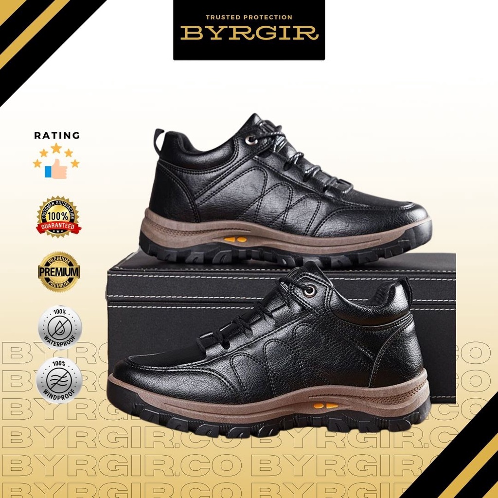 BYRGIR Sepatu Casual Pria Kulit Sneaker Trekking Sport Fashion Safety Boots Kerja Keren