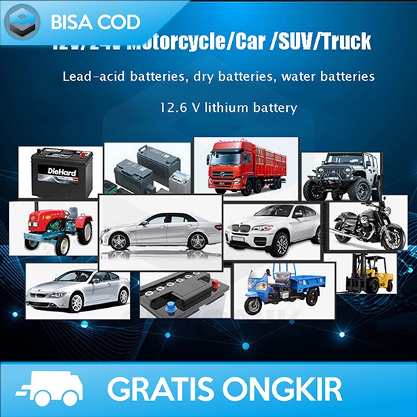 CHARGER AKI CASAN AKI PINTAR PORTABLE MOBIL MOTOR EU PLUG 110-250 V